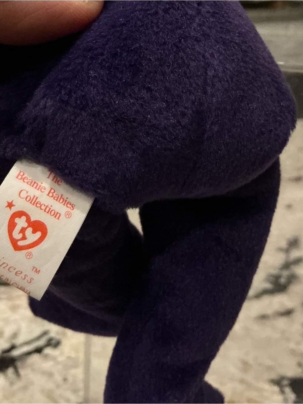 Ty Purple Plush Beanie Baby Princess Bear with White Rose - Picture 5 of 6